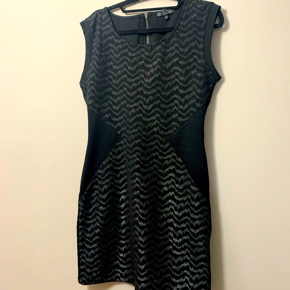 Black Patterned Body-Con Dress